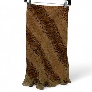 Y2K Jessica Howard Tan Snakeskin Ruffle Hem Skirt